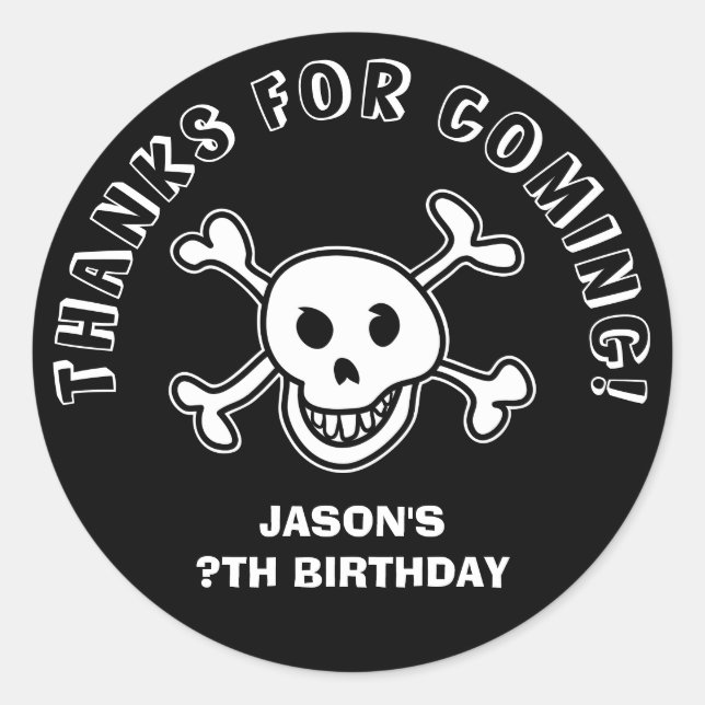 Pirate skull and crossbones stickers or seals (Front)