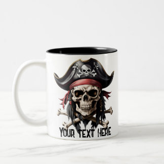Pirate Skull and Crossbones Two-Tone Coffee Mug