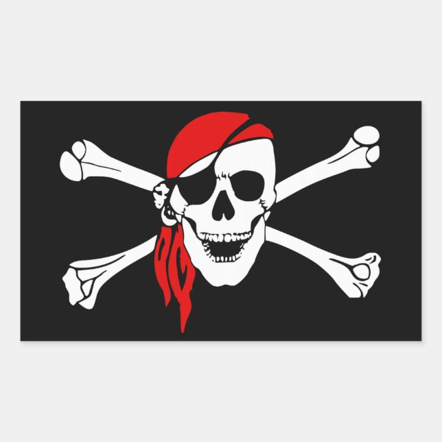 Pirate Skull and Crossbones with Red Bandana Sticker (Front)