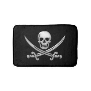 Pirate Skull and Sword Crossbones Bath Mat