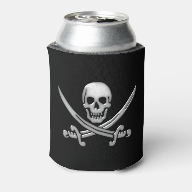 Pirate Skull and Sword Crossbones Can Cooler (Can Back)