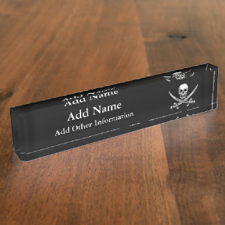 Pirate Skull and Sword Crossbones Nameplate