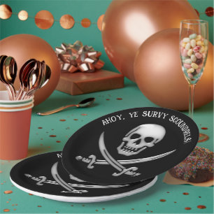 Pirate Skull and Sword Crossbones Paper Plate