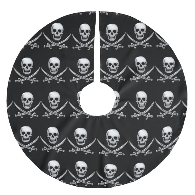 Pirate Skull and Sword Crossbones (TLAPD) Brushed Polyester Tree Skirt (Front)