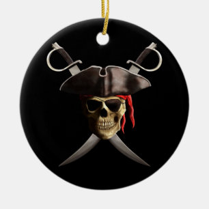 Pirate Skull And Swords Ceramic Ornament