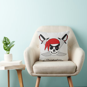 Pirate Skull And Swords Design Personalised Throw Pillow