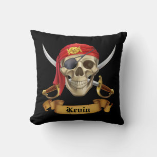 Pirate Skull and Swords Throw Pillow