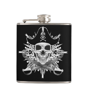 Pirate Skull And Swords, Vinyl Wrapped Flask