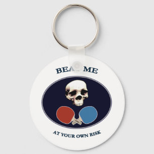 Pirate Skull Beat Me Ping Pong Keychain