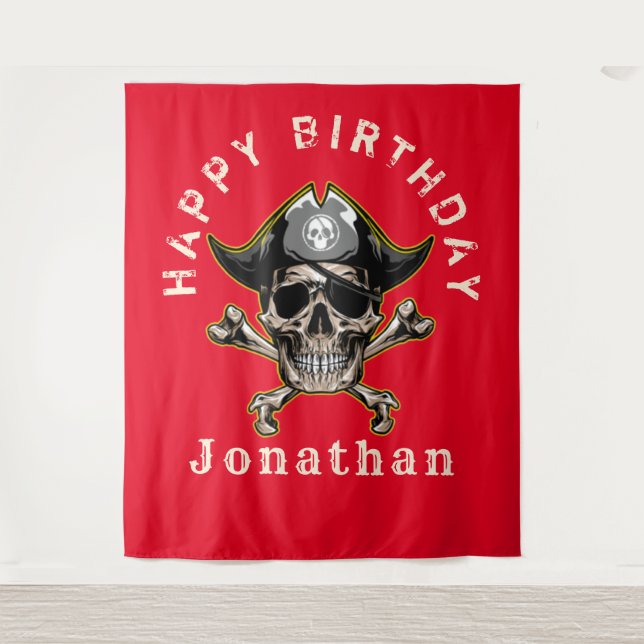 Pirate Skull Bones Backdrop Tapestry (Front)
