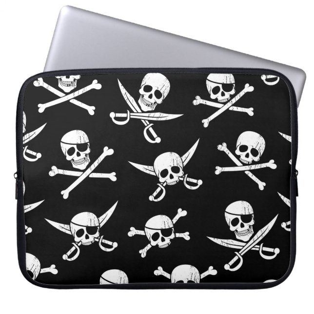 Pirate Skull Captain Cross Bones Laptop Sleeve (Front)
