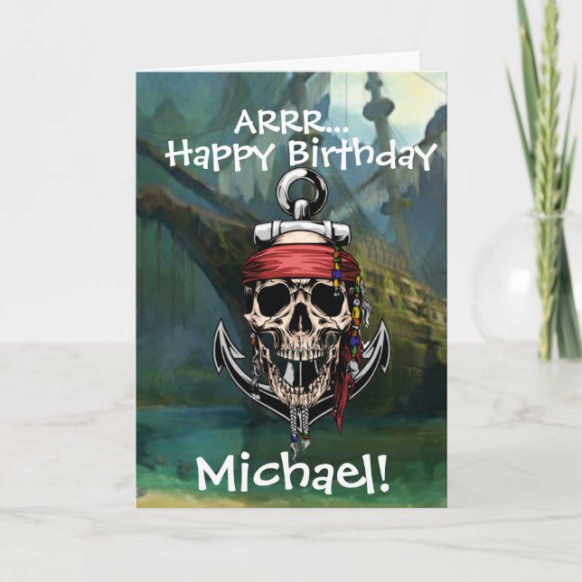 Pirate Skull Captain Ghost Ship Card (Front)