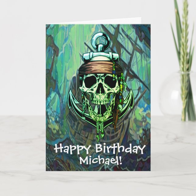 Pirate Skull Captain Ghost Ship Card (Front)