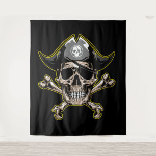 Pirate Skull Captain Royal Treasure Tapestry