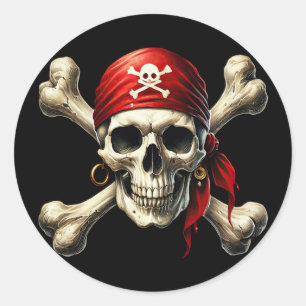 pirate skull  classic round sticker