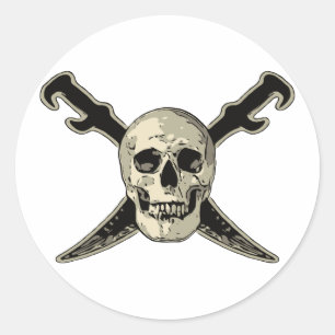 Pirate (Skull) - Classic Round Sticker, Glossy Classic Round Sticker