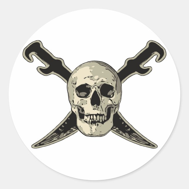 Pirate (Skull) - Classic Round Sticker, Glossy Classic Round Sticker (Front)