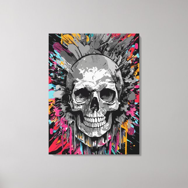 Pirate Skull - Colourful Skull Canvas Print (Front)