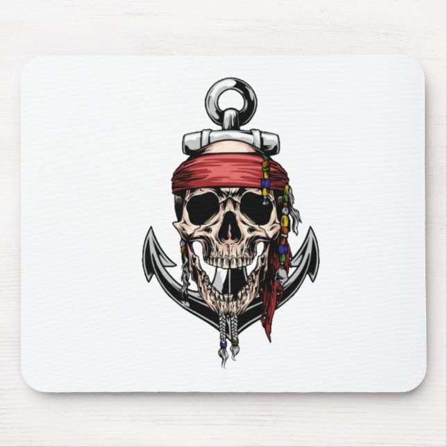 Pirate Skull Cross Bones Anchor Mouse Pad (Front)