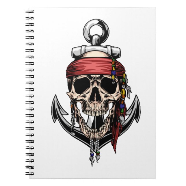 Pirate Skull Cross Bones Anchor Notebook (Front)