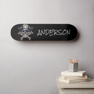 Pirate Skull & Cross Bones Personalized Skateboard