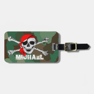 Pirate Skull & Crossbones, Camouflage Luggage Tags