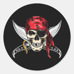 pirate skull crossbones classic round sticker