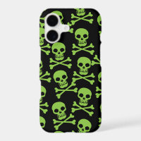 Pirate Skull Crossbones Pattern Green iPhone Case