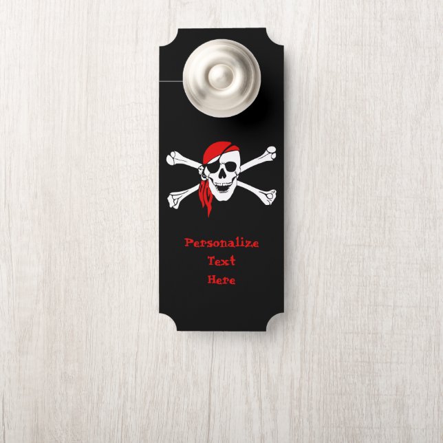 Pirate Skull & Crossbones Personalized Room Door Hanger (On Knob)
