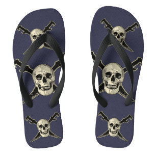 Pirate (Skull) - Custom Adult, Wide Straps Flip Flops