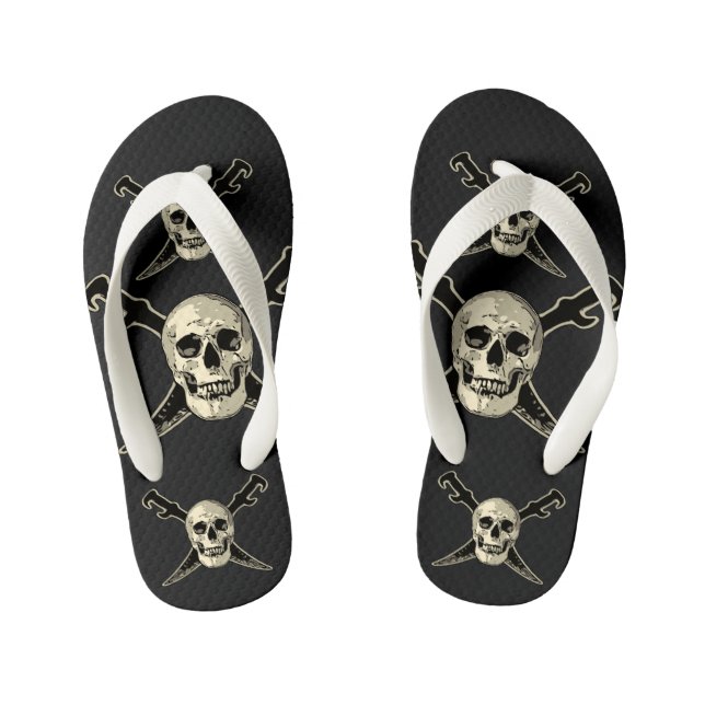Pirate (Skull) - Custom Flip Flops, Kids Kid's Flip Flops (Footbed)
