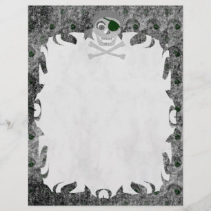 Pirate Skull Distressed Flame Letterhead