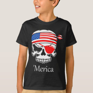 Pirate Skull Flag July 4th Independence Day Merica T-Shirt