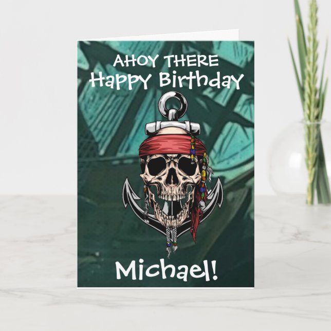 Pirate Skull Ghost Captain Cross Bones Ship Card (Front)