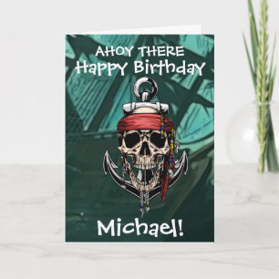 Pirate Skull Ghost Captain Cross Bones Ship Card