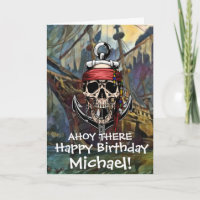 Pirate Skull Ghost Captain Cross Bones Ship Card