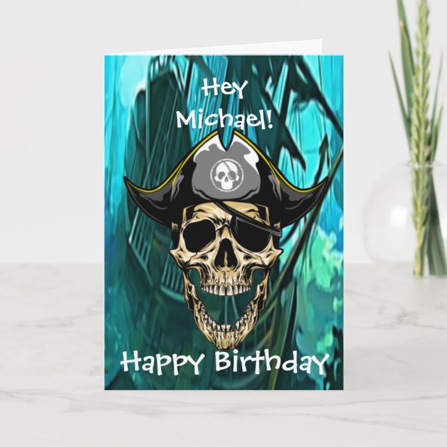 Pirate Skull Ghost Ship Captain Card (Front)