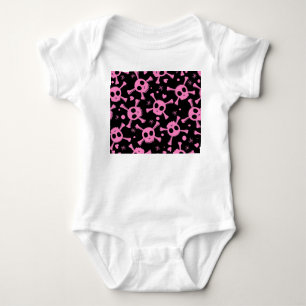 Pirate Skull: Girlish Hearts Pattern Baby Bodysuit