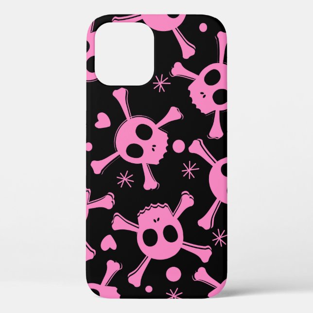 Pirate Skull: Girlish Hearts Pattern Case-Mate iPhone Case (Back)