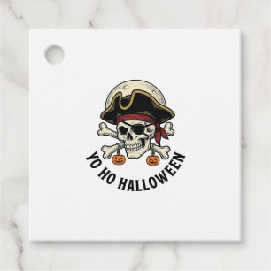 Pirate Skull Halloween Vintage Engraving White Shi Favour Tags