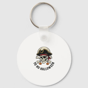 Pirate Skull Halloween Vintage Engraving White Shi Keychain