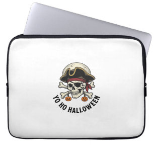 Pirate Skull Halloween Vintage Engraving White Shi Laptop Sleeve