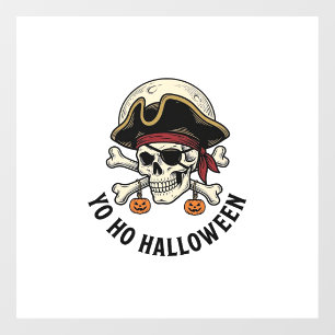 Pirate Skull Halloween Vintage Engraving White Shi Window Cling