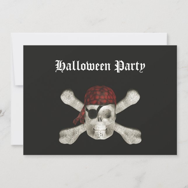 Pirate Skull - Invitation à la fête d'Halloween (Devant)