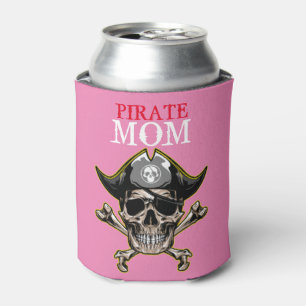 PIRATE SKULL MOM CROSS BONES CAN COOLER