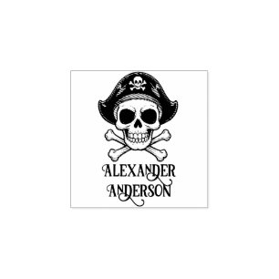 Pirate Skull Personalize Rubber Stamp