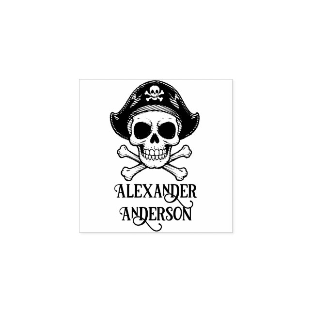 Pirate Skull Personalize Rubber Stamp (Imprint)