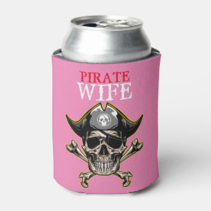 PIRATE SKULL PINK MOM  CAN COOLER