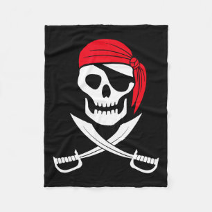 Pirate Skull Red Bandana Sword Costume Gift Fleece Blanket