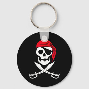 Pirate Skull Red Bandana Sword Costume Gift  Keychain
